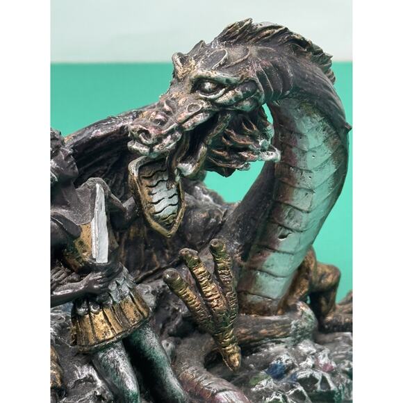 RARE Sinbad fighting a dragon Pewter Statue , Sinbad And The Dragon - Picture 4 of 8